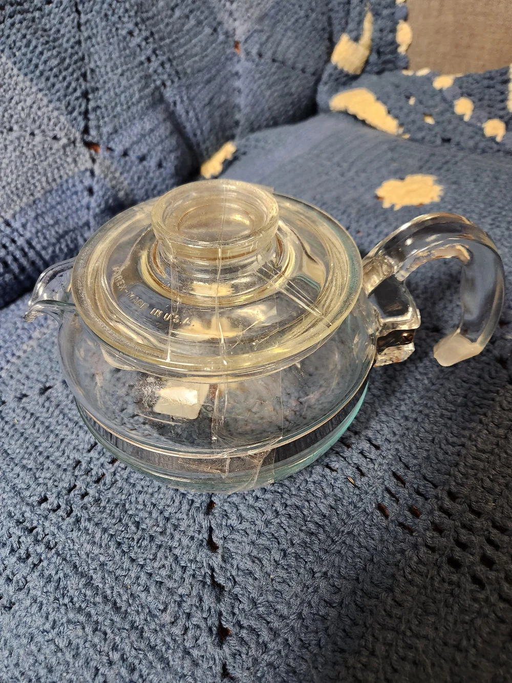 Clear Glass Ice Blue Teapot with Lid - Home Kitchen